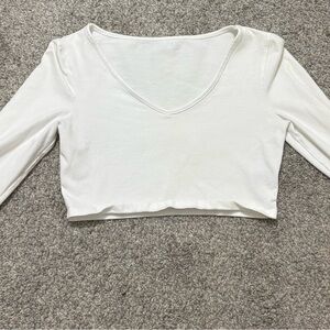 White V-Neck Crop Top